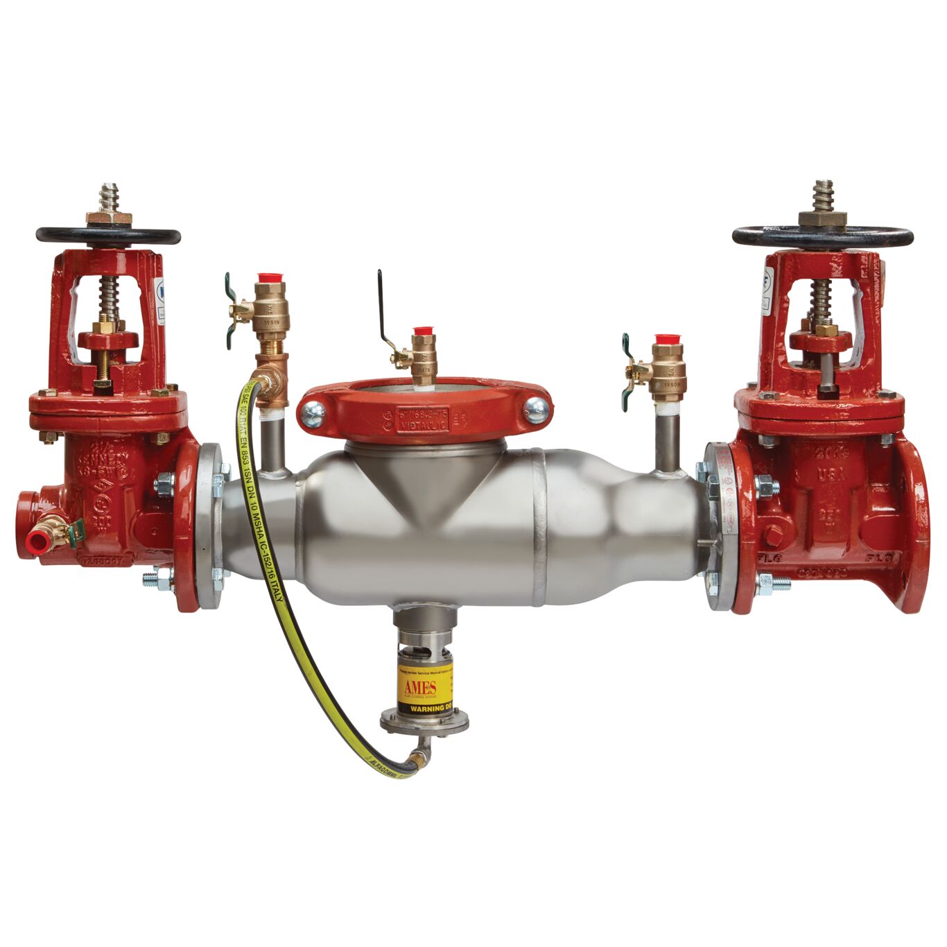 Product Image - Stainless Steel Reduced Pressure Zone Backflow Preventer Assembly, OSY Shutoffs, Grooved Inlet x Flanged Outlet, Cam-Check Valves