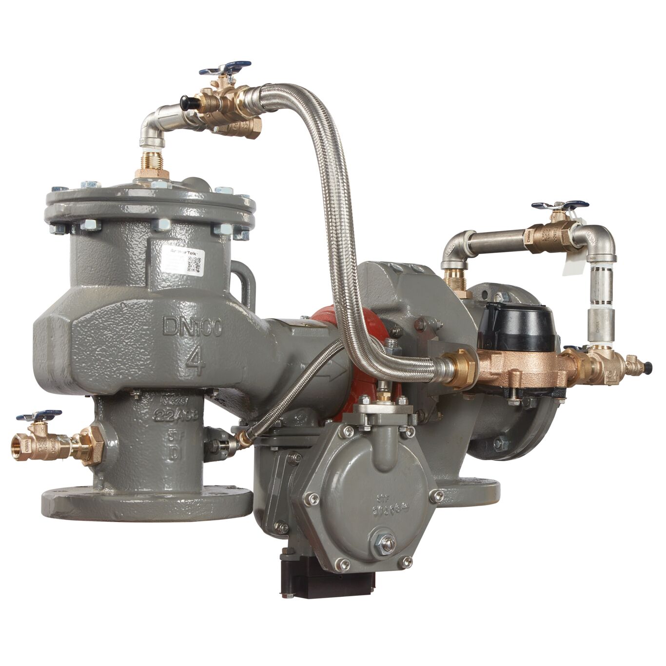 Lead Free MasterSeries N-Pattern Reduced Pressure Zone Detector Assembly Backflow Preventer, Less Shutoff Valve, Meter and Flood Sensor