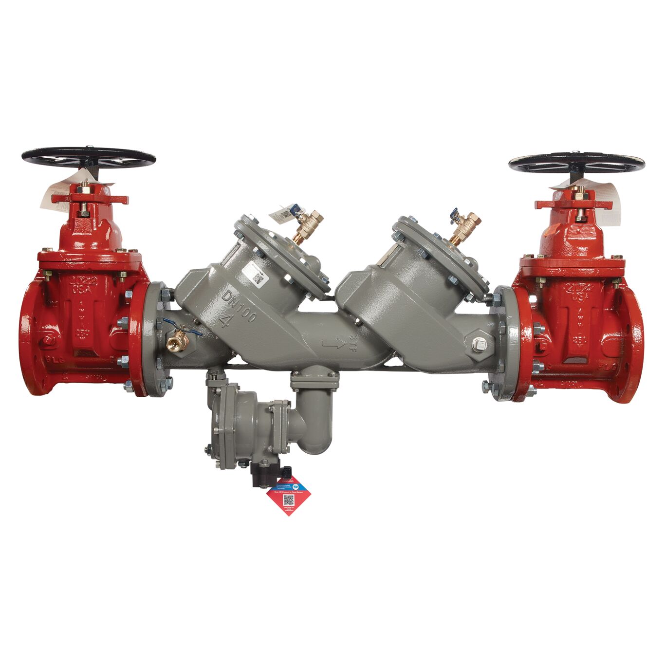 Lead Free MasterSeries In-Line Reduced Pressure Zone Assembly Backflow Preventer, Domestic NRS Gates and Flood Sensor