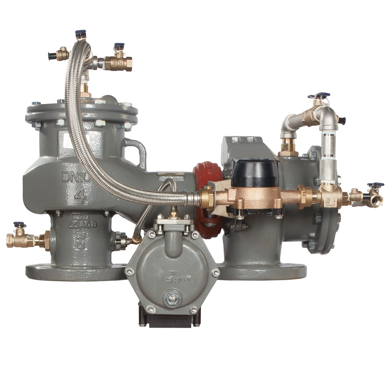 Lead Free MasterSeries N-Pattern Reduced Pressure Zone Detector Assembly Backflow Preventer, Less Shutoff Valve, Meter and Flood Sensor