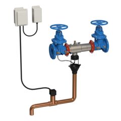 Stainless Steel Reduced Pressure Zone Assembly Backflow Preventer, NRS Shutoff Valves, with SentryPlus Alert Flood Detection Technology