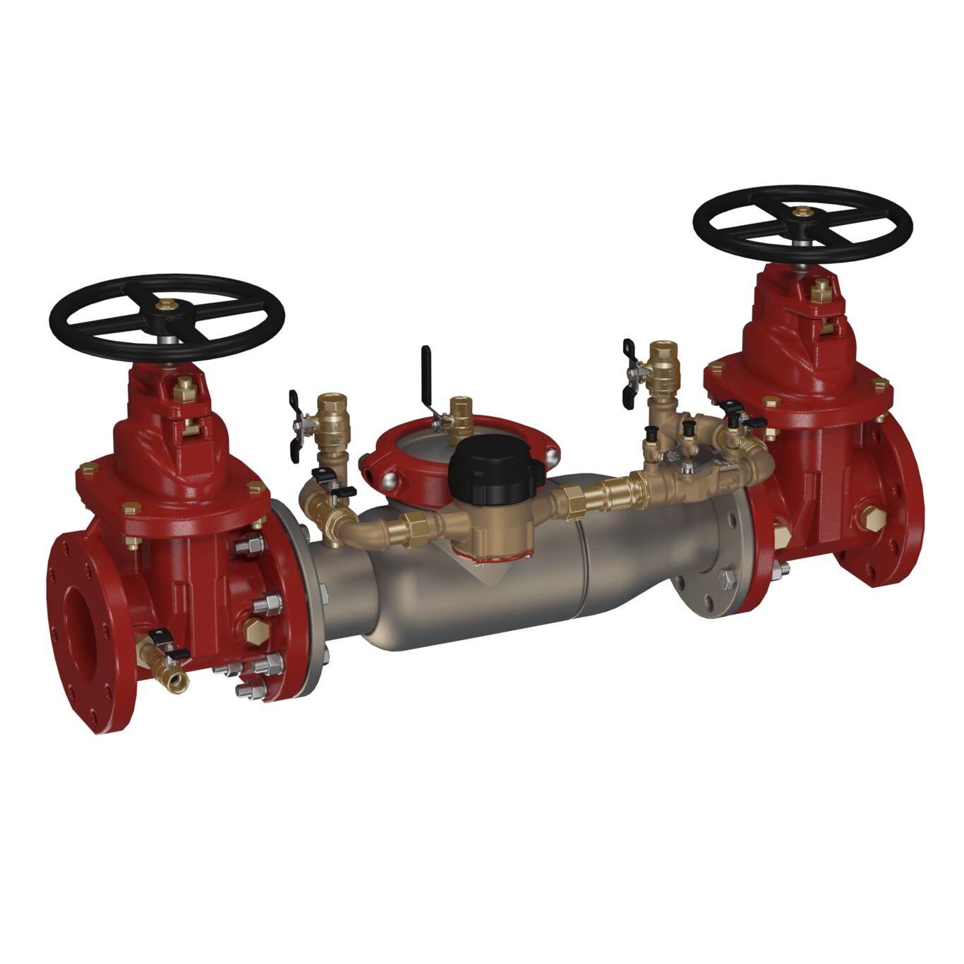 Stainless Steel Double Check Detector Backflow Preventer Assembly, NRS Shutoffs, Cam-Check Valves, Meter