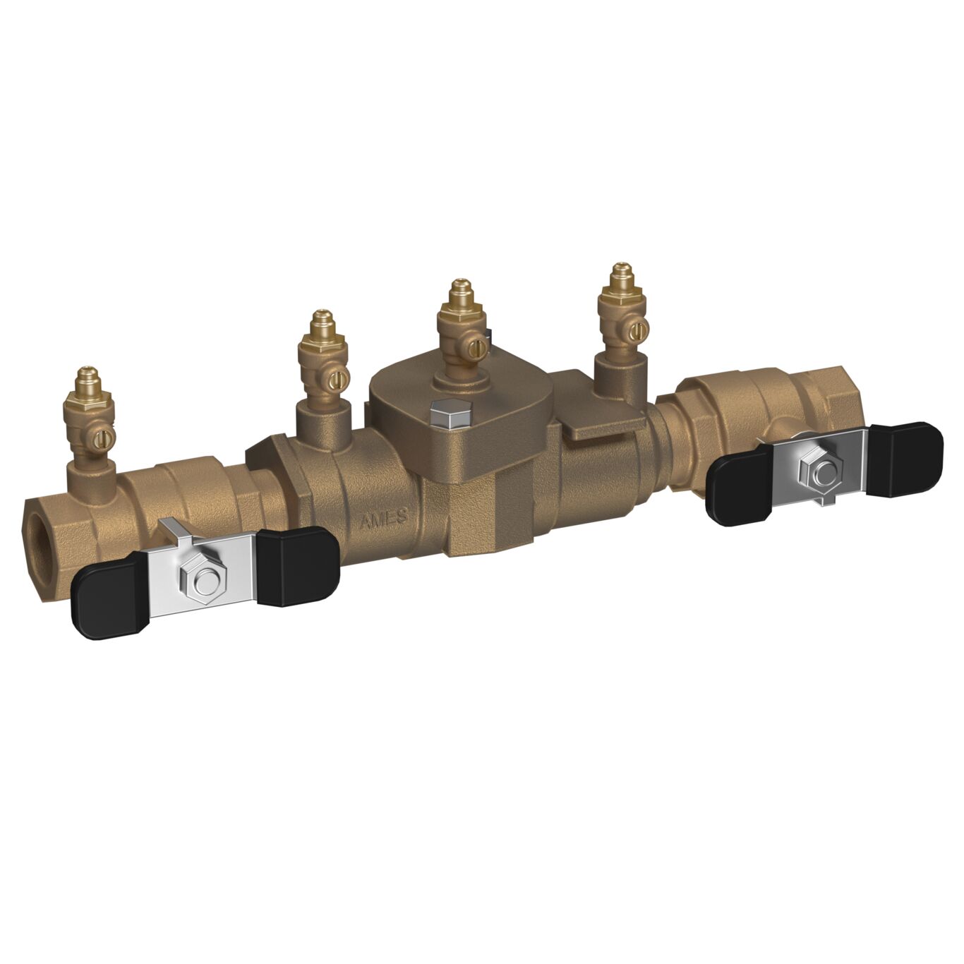 Product image - Bronze Double Check Valve Backflow Preventer Assembly, Ball Valve Shutoff, Domestic