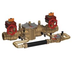 Cast Bronze Double Check Detector Backflow Preventer Assy, Right Hand Close Gear Operated Ball Valves, Pre-Wired Tamper Switches, Less Meter