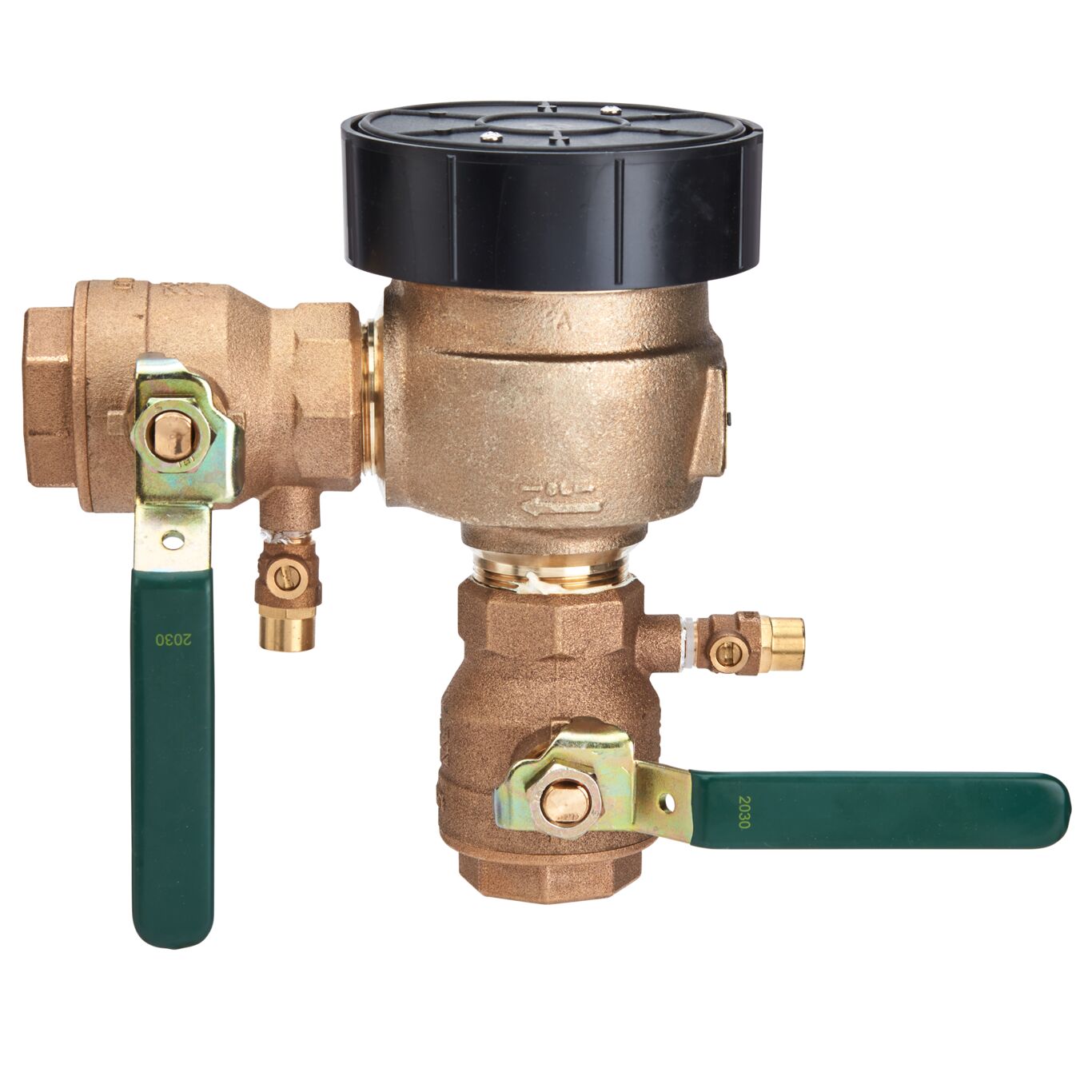 Product Image  Bronze Freeze Resistant Pressure Vacuum Breaker, Quarter Turn Shutoff, Lever Handles